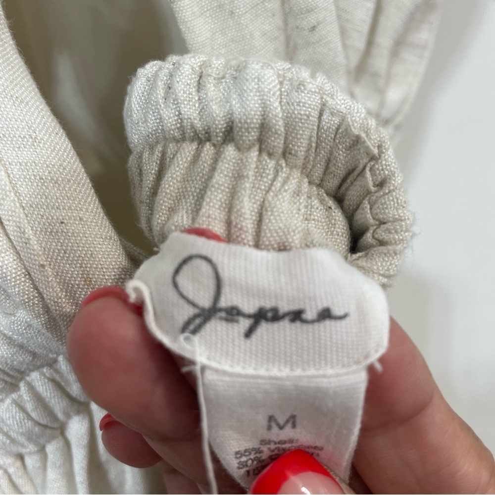 Japna LInen Cotton Blend Open Back Neutral Oatmeal Color Beach Mini Dress Size M - Picture 8 of 9